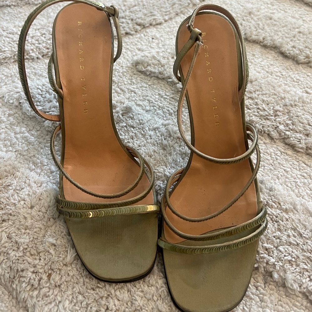 Green strappy summer sandals